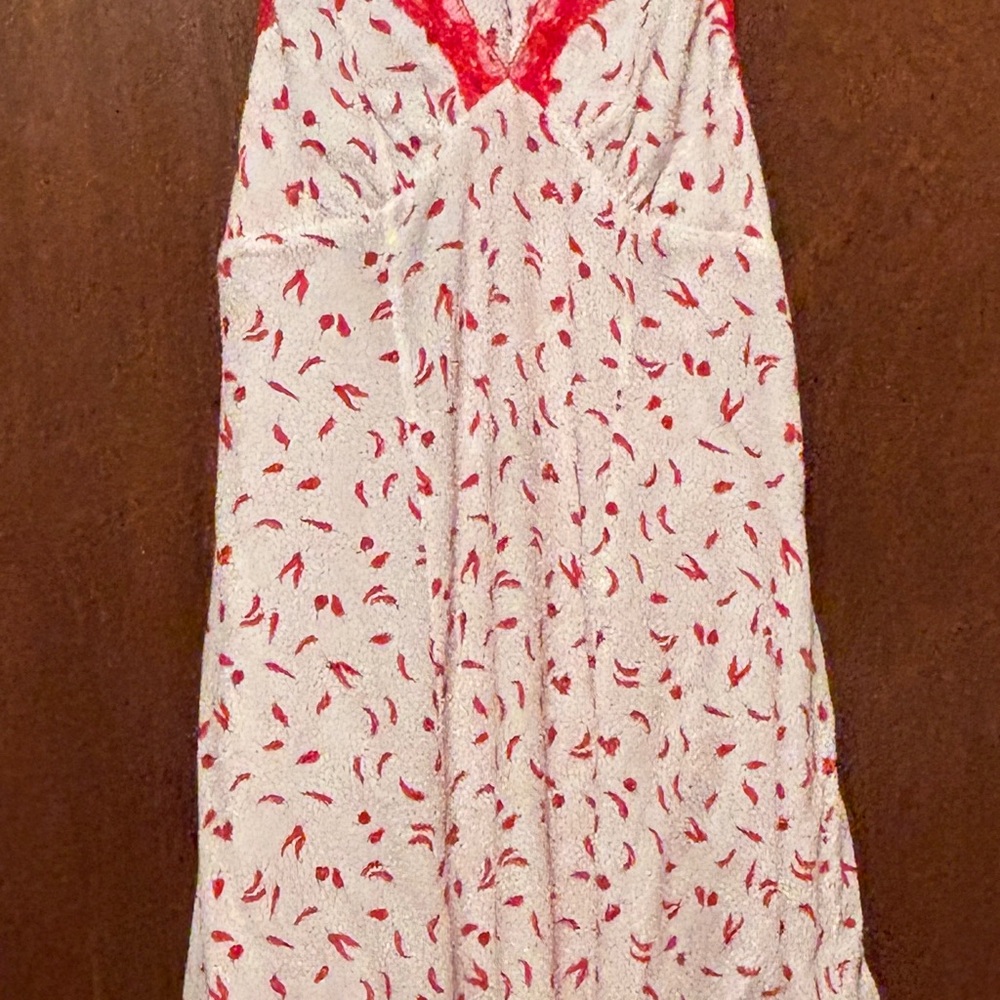 Wild Fable White and Red Halter Dress. With red lace and chili pepper design.